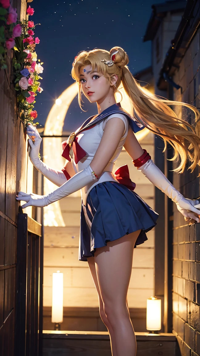 (bestquality:1.4), highres, masterpiece, 10, ultra-detail, intricate detailed,1girls,, Tsukino Usagi.Lifting skirt, white panties