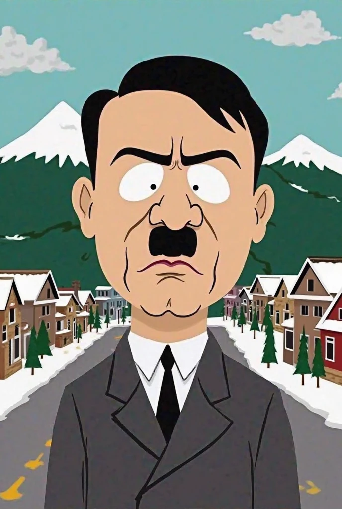 cartoon portrait of a <lora:AdolfHitler:1> Adolf Hitler, snowfall, solo, (in kingofthehill style:1.5) <lora:kingofthehillstyleXL_v.10.1:0.85>