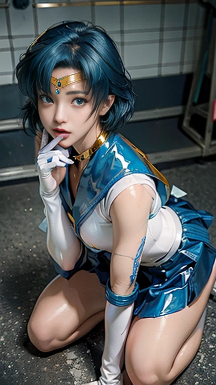 Unreal Engine:1.4,Ultra-high resolution,Best Quality:1.4, Realistic:1.4, Skin Texture:1.4, masterpiece:1.8, (Sailor Mercury:1.4), blue eyes, uniform, Tied up、両handを背中に回す、両handを後ろhandに縛る、Large Breasts, tiara, Sailor Warrior Uniforms, (RAW Photos, Best Quality), masterpiece, foolish, sexy, Pelo azul corto floating, Blue sailor collar, (Over the knee boots: 1.4), choker, 白いhand袋, choker azul, 肘用hand袋, gem, Earrings, Blue Skirt:1.4, only, whole body, Shiny long black hair, (hand:1.4), Octane Rendering, God of Fire, (raindrop), Wet clothes, (Dense and beautiful water), (floating), Dynamic Angle, Browsing Caution,Best Quality,masterpiece,Ultra-high resolution,(Cowboy Shot:1.3),(Realistic:1.4),RAW Photos 8K,Cinema Lighting,Official Art,evening, //, Large Breasts,,hermosas feet,naked,Tall Woman,skinny,Delgado_feet,thigh_gap,(Watching the audience:1.2),model,thighs negros,High heels,from the front,liar,show ,(Apocalyptic Destroyed City:1.4), ((Missionary anal penetration)),((feet abiertas)),((Extreme close up)),(Super detailed),Portraiture,(masterpiece),(Best Quality),(Super detailed),Professional Lighting, mercury