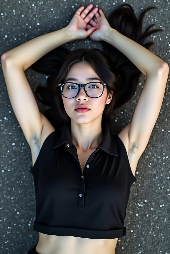remove hands on the back, ((small breast)), skinny, RAW, Best quality, high resolution, Masterpiece: 1.3, realistic face, {{{Beautiful glasses javanese girl}}}, ((young girl, cute girl)), Masterpiece, Perfect slim body, Beautiful eyes, Soft smile, nsfw:1.5), , NSFW, sfw, ((best quality)), ((masterpiece)), (detailed), perfect face, Hard nudity、No clothes、sharp focus:1.2, 1 girl, Sit on an outdoor of grass，((open your legs wide, M-type legs)), full body, show full body nude、((Flat chest, small nipple, tiny breast)), Extra-fine face，fine eyes， ((expose her hairy pussy, tight pussy, realistic vulva, flat vulva, detailed vulva)), (((show your armpit))), Perfect Anatomy, Good anatomy,, dramatic light , Natural Lighting, high quality, ultra detail, 8k resolution, NSFW
