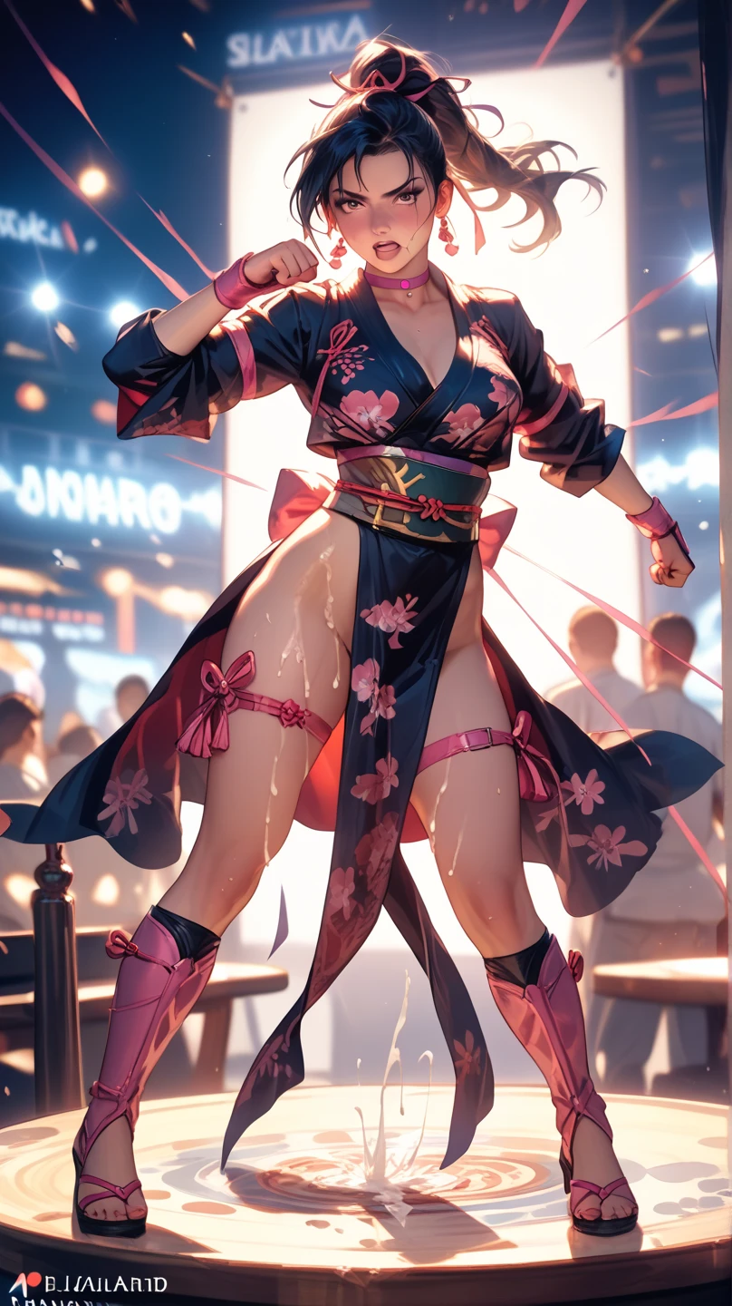 ((1girl, solo ,alone, Sarada Uchiha, short hair, (( dark eyes, bracelets, ruby earrings, ((black eyes, small breasts, fitness)), glasses)), uchiha sarada)), (best quality,4k,8k,highres,masterpiece:1.2),((muscular, fitness, rolling)),ultra-detailed, detailed portrait,beautiful detailed eyes,beautiful detailed lips,extremely detailed eyes and face,long eyelashes,((small breasts, black eyes),Sarada Uchiha,uchiha sarada,short hair,glasses,black eyes,pink lipstick),(wearing samba dance dress,carnival party,vibrant colors,energetic atmosphere,night time scene),crowd of people,dancing,celebration,confetti,fireworks,glamorous stage lighting,party atmosphere,joyful expression,confident posture,sparkling jewelry,feather headpiece,carnival masks,smoky makeup,intense focus,latin music beats,samba dancers,energetic dance moves,cheering crowd,spectacular performance,emotional connection,exhilarating energy,memorable experience,unforgettable night