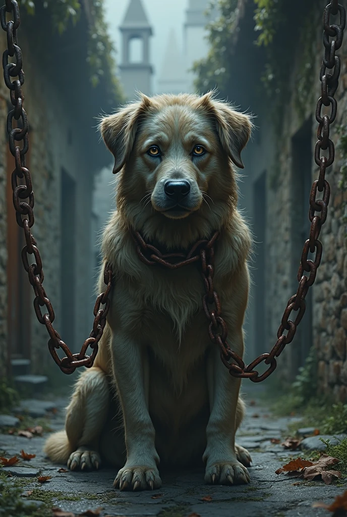 Beautiful dog chained
