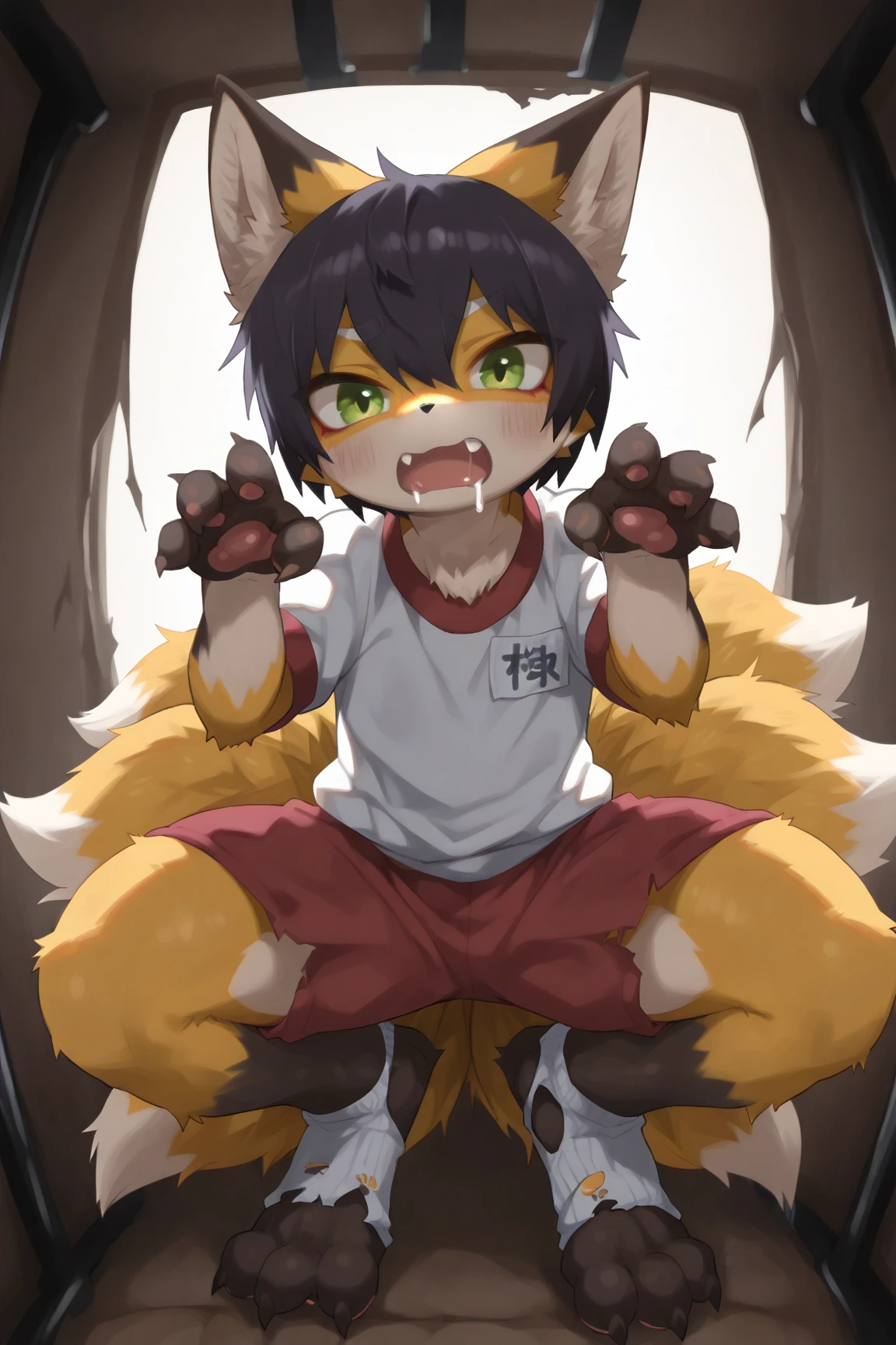 kemoshota, dynamic angle, revenge, growling, glaring, dushing