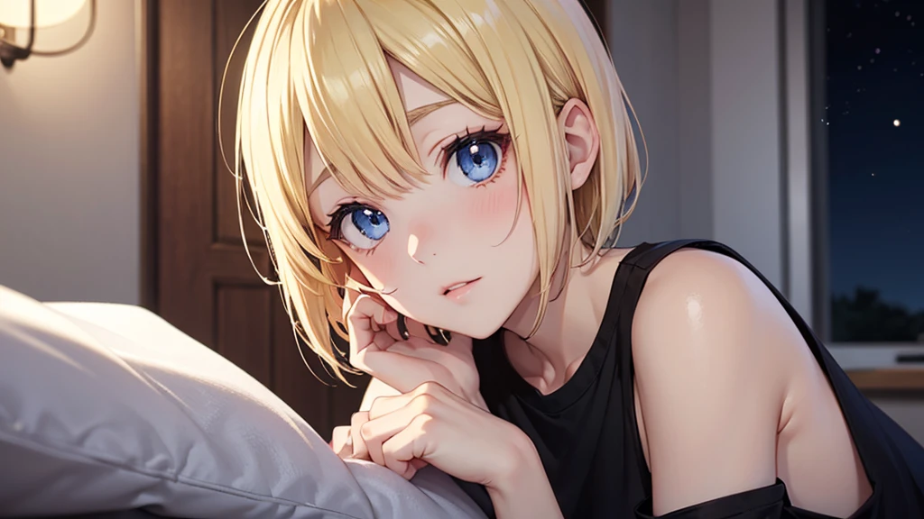 male性 male Receiving face short Very short antennae Short Hair I hate it It's happening Constraints handcuffs Blonde Orange Eyes hoodie Lying down bed angry I hate it One person One person One personだけ one-shot