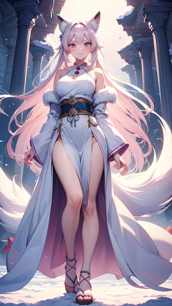Cartoon drawing of a woman with long hair and horns, White-haired God, Full Body Commission, A strong and plump female magician, , Full-body portrait of an elementalist, Dark magician full body pose, Anime female full body art, Anime full body illustration, Full-body white and purple cloak, High resolution consignment