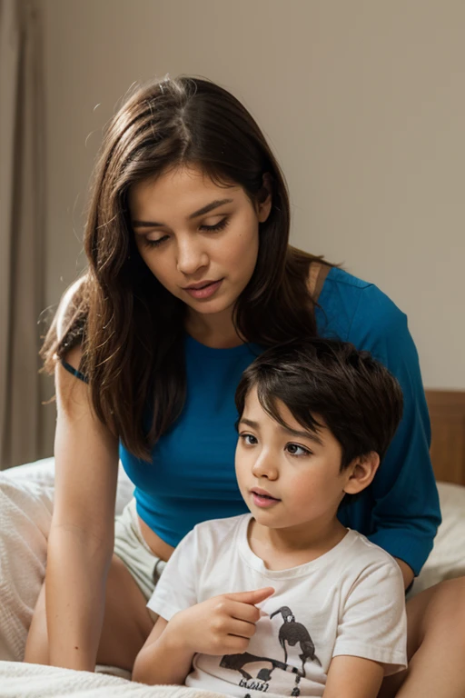 big woman with small man, sitting on sofa, talking to each other