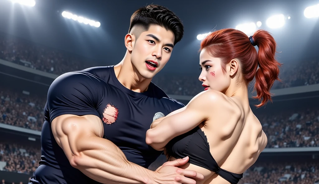 Muscular Korean man with have a hot body 18y/o rapping a Korean girl