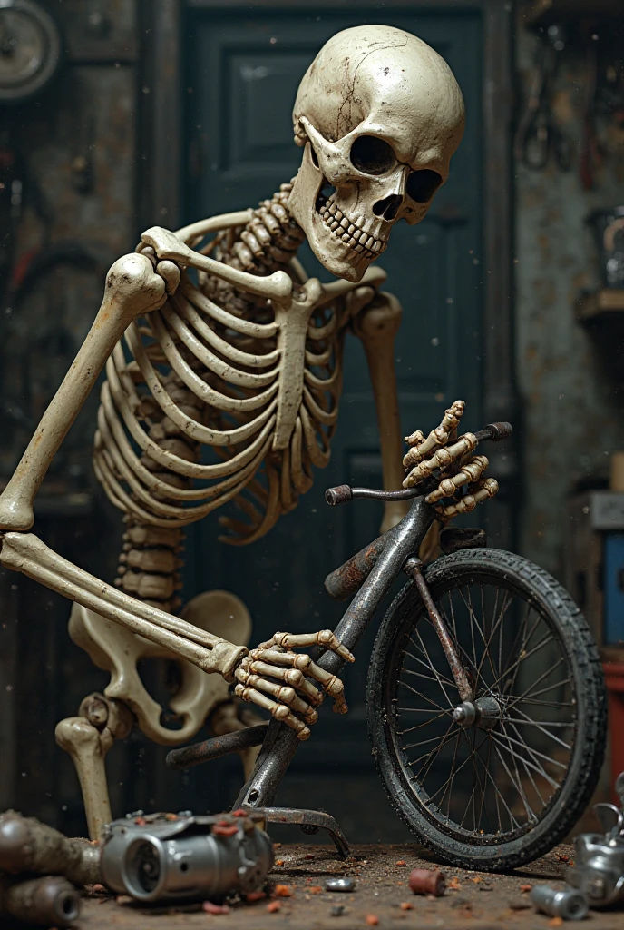 Skeleton in blood with bmx