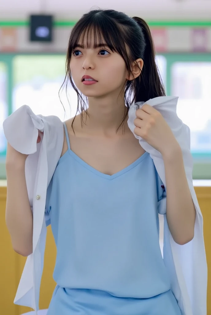 (8k, RAW Photos,highest quality, High resolution:1.1), (Ultra-realistic:1.4),(Realistic, Realistic:1.3),The Beauty of Japan、Rhythmic gymnastics club、Rhythmic Gymnastics Uniform、((Upper Body:1.3)),Maid Cafe、((Maid:1.3))