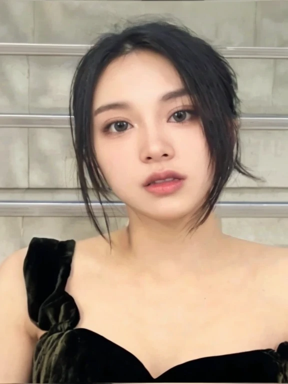 ((Black lace bra:1.5)),((best qualtiy, 8k, tmasterpiece:1.3)), A pretty maiden,Pure,Melon seed face,gentle and cute,A sweet smile,Pure desire,Bigboobs,Deep cleavage,full bodyesbian,Thin stature,(frontage),staring right into camera,Black silky long, straight hair,Long hair flowing over the shoulders,round black big eyes,clear big eyes,Hydrated red lips,Raised sexy,Bedrooms