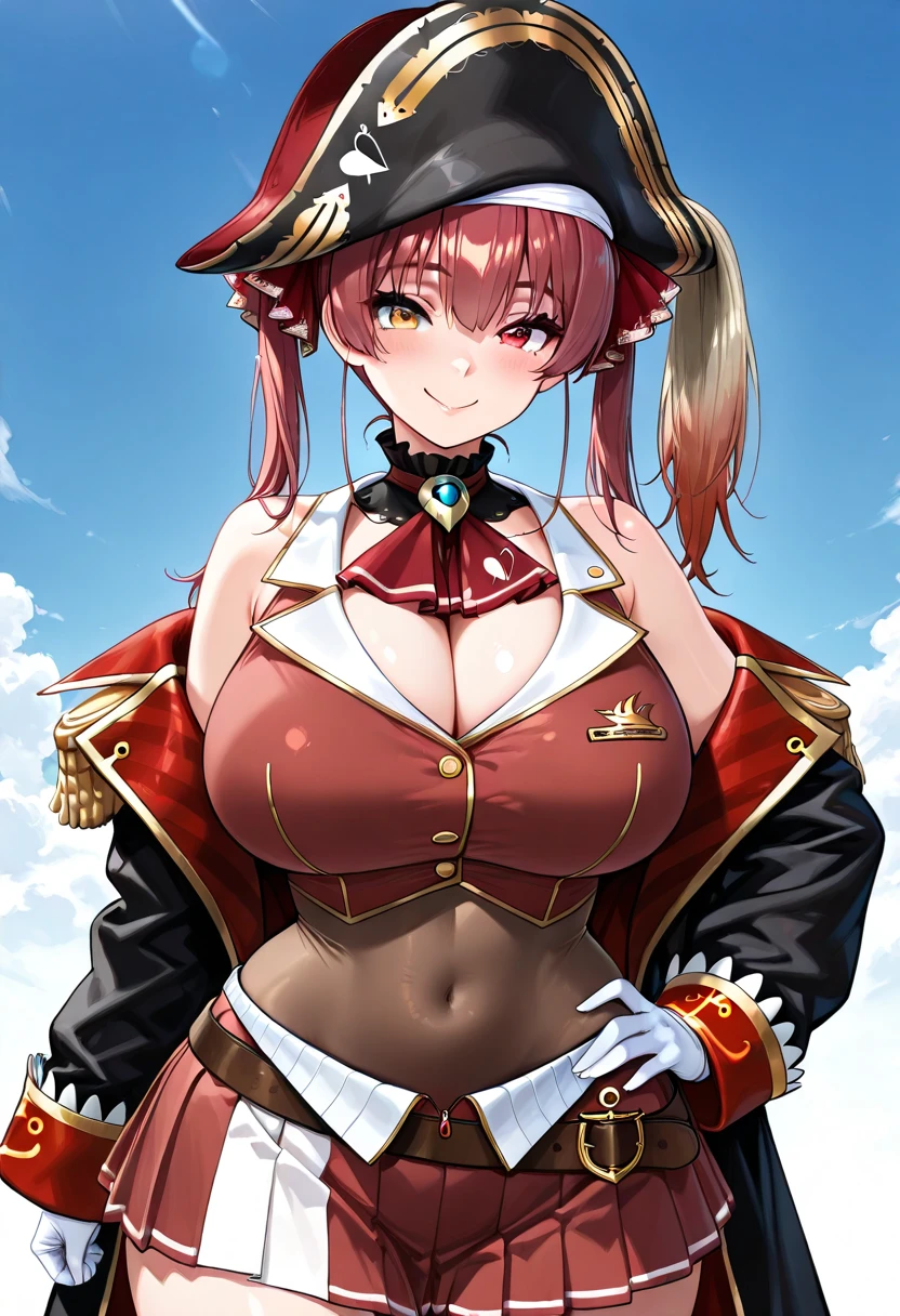 francisdrake, <lora:francisdrake-lora-nochekaiser:1>,
francis drake, blue eyes, long hair, pink hair, scar, braid, (large breast:1.2),
BREAK belt, black footwear, boots, corset, epaulettes, hat, jewelry, necklace, pirate, pirate hat, shirt, thighhighs, wrist cuffs, jacket, red jacket,
BREAK looking at viewer,
BREAK outdoors,
BREAK <lyco:GoodHands-beta2:1>, (masterpiece:1.2), best quality, high resolution, unity 8k wallpaper, (illustration:0.8), (beautiful detailed eyes:1.6), extremely detailed face, perfect lighting, extremely detailed CG, (perfect hands, perfect anatomy),