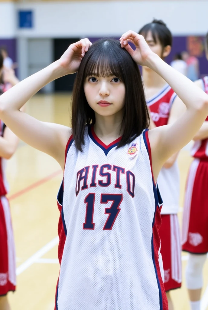 young, Glamour,、Super sexy and super cute Japan girl、 Chicago Bulls basketball uniform,nsfw,()