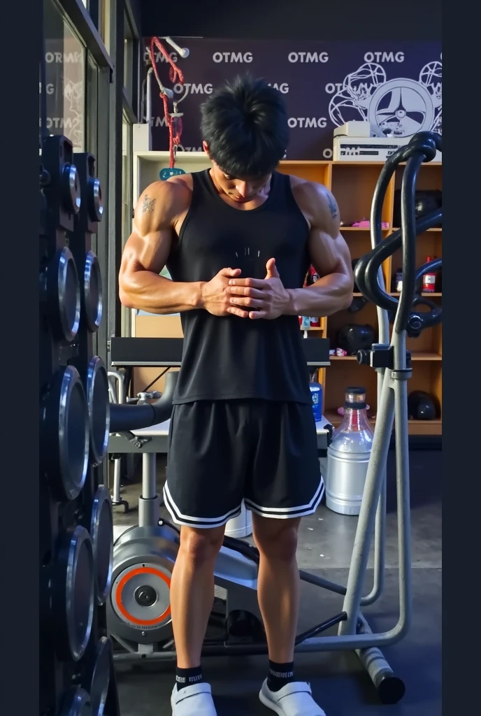 Gym training、Handsome、Slim and muscular Japanese