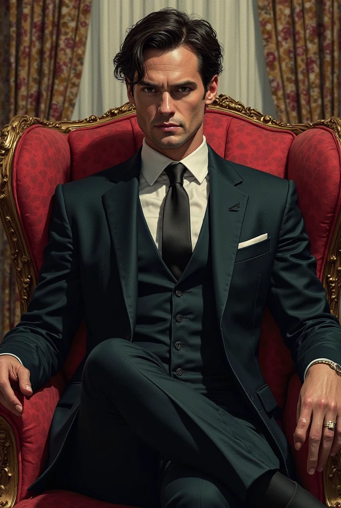 Un homme charismatique : Thomas Shelby sitting on a throne