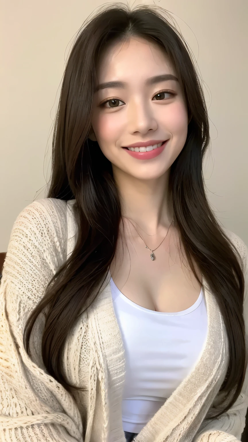 (highest quality、8k、masterpiece:1.3)、Beautiful woman with perfect figure:1.4、Dark brown long hair、30 years old、Wearing a pendant、Wearing a brown apron、White shirt、Wide open chest、((Accentuate your cleavage))、In the kitchen、Highly detailed face and skin、fine grain、double eyelid、((Big Breasts ))、Laughter、 Big muscles