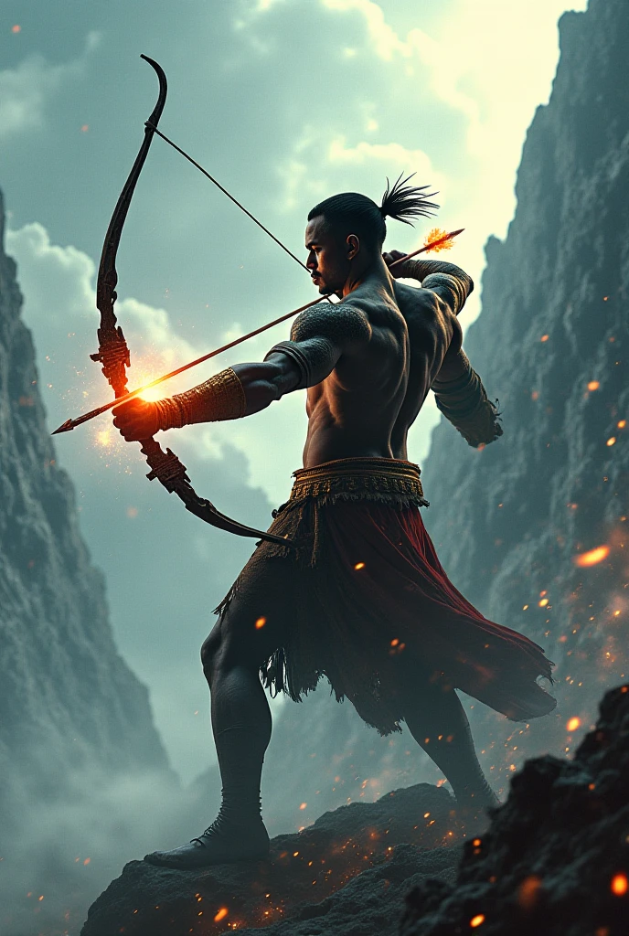 Create a male character with firepower using a bow and arrow