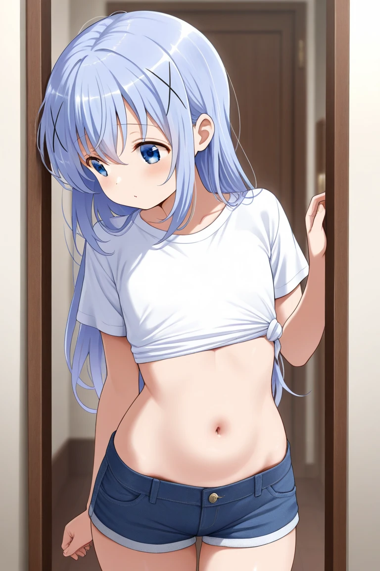 Obese izumi sagiri, white plaid pajamas, obese body, fat arms, fat belly, bikini, headphone, 8k, masterpiece, absurdres, anime,