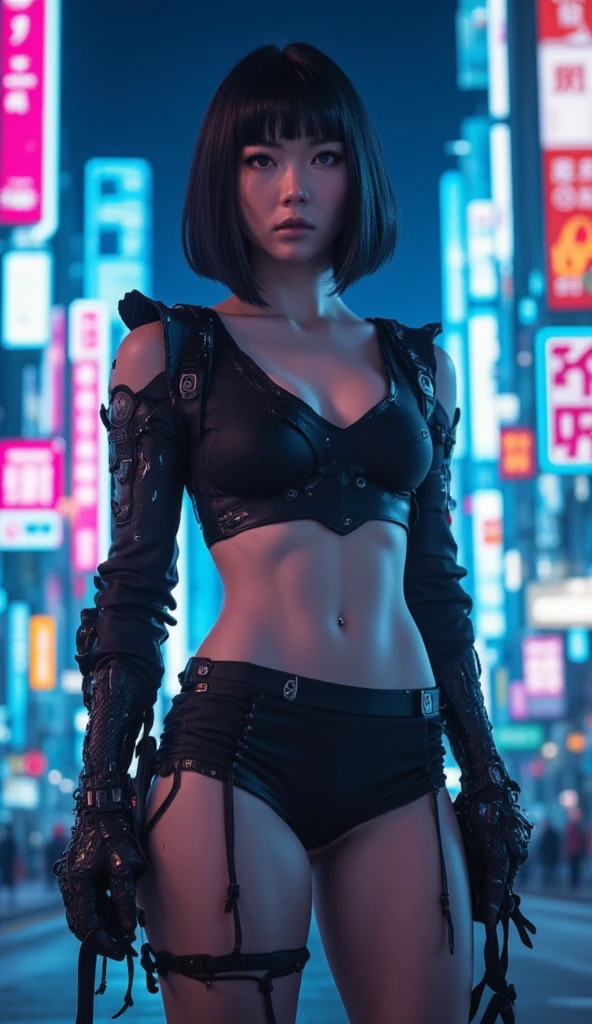 Leather Strap panty, leather strap colar bra, cyber punk, cyber punk hair