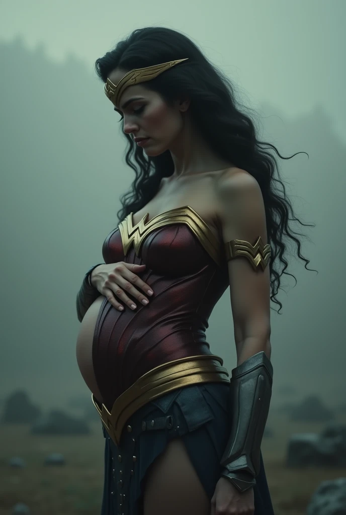 Wonder Woman, Wounded, Pregnant, Sharp Focus, Volumetric Fog, 8k UHD, DSLR, High Quality, Film Grave, Realism, Lomography , Skin Realistic --auto --s2