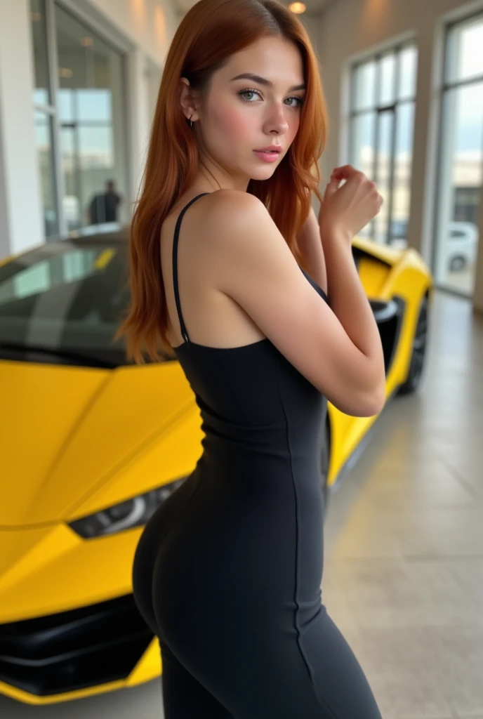 Shemale muscle bodybuilder beauty、A beautiful shemale with short hair, big breasts and beautiful legs、Posing in front of a sports car wearing a super high-cut leotard、whole body、Muscle々、Developed pectoral muscles and biceps、Strength、Six-pack、Small waist、Calf muscles are swollen、Long, slender legs、Beautiful woman with an intelligent expression、Her breasts are as big as melons、Puffy crotch、Nipples are erect、Wearing high heels