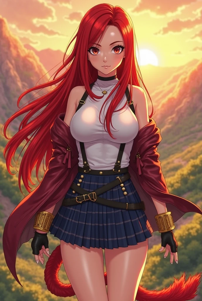 masterpiece, best quality, highres, aki1, izayoi aki, solo, gloves, elbow gloves, breasts, jewelry, cleavage, choker, necklace, short dress, black thighhighs, black gloves, large breasts, standing, cowboy shot, outdoors