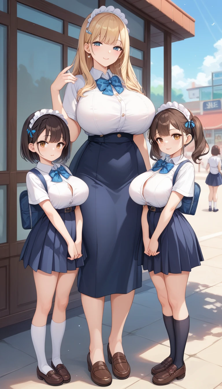 One girl, young child, young girl, baby face, young appearance, ((short height)), ((height: 120cm)), (height: 1/2), elementary school junior, large breasts, ((large breasts: 1.8)), full body,
