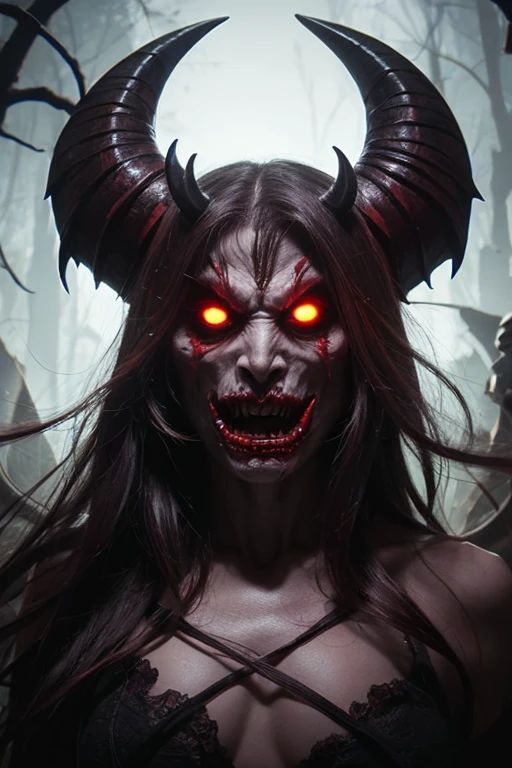 closeup portrait hdr horror otherworldly sensual, nsfw, demon eyes, long tongue, mouth open.