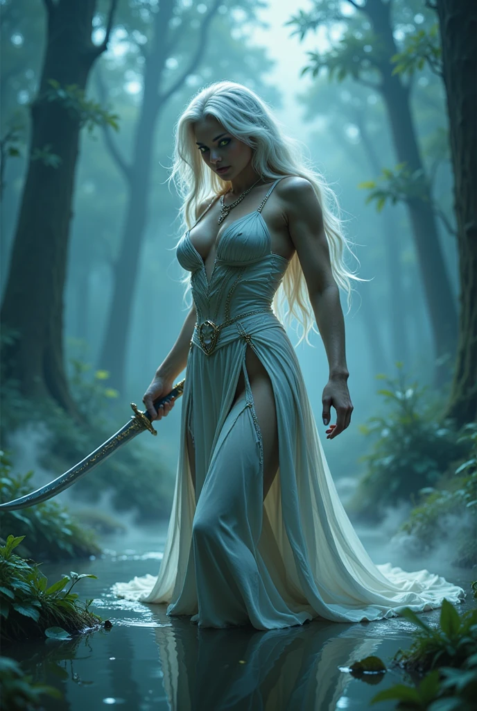 Amazingly The Dragon Queen, 25 year old female in a fantasy jungle, Daenerys Targaryen, Dark Arts, Game of Thrones, full-length portrait, sharp lens, professional photography, 70mm, vivid color, highly detailed, 8k, soft light, detailed matte painting, deep colors , intricate details, splash screen fantasy concept art, trending in Artstation Unreal Engine 5
