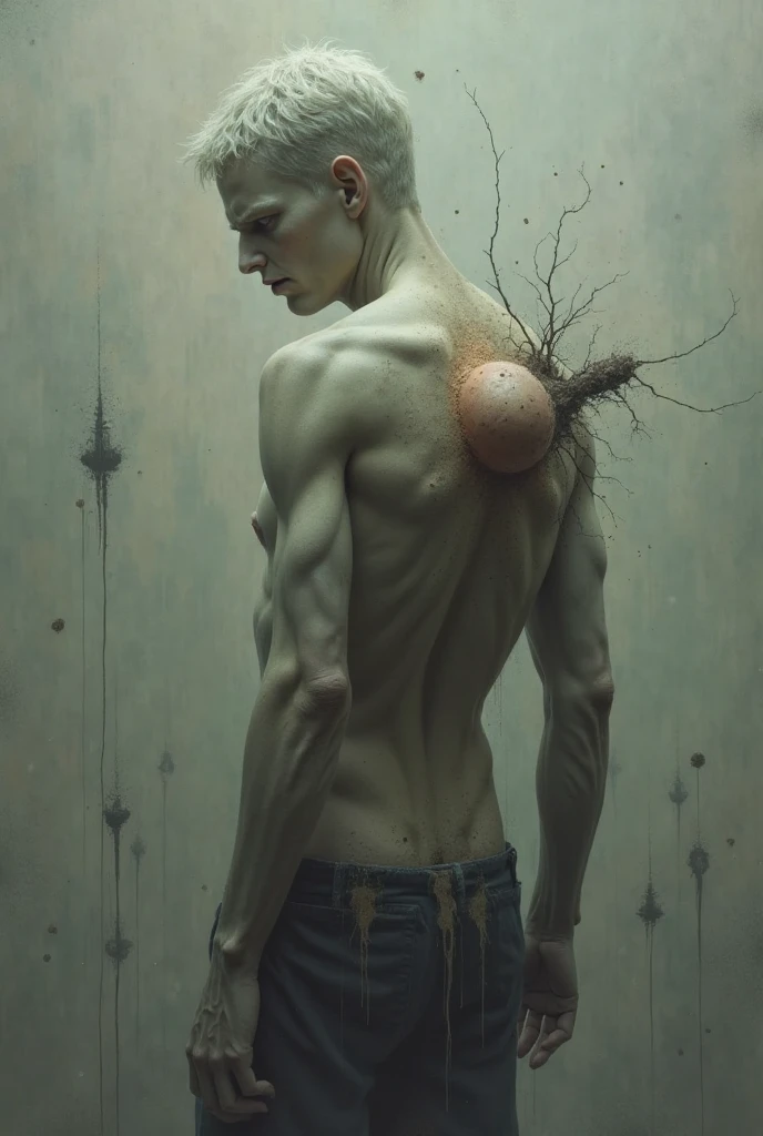 heart,Man's face growing from the heart,shout out,black-and-white,realisitic,Shout,Heart-face fusion,Shaved head