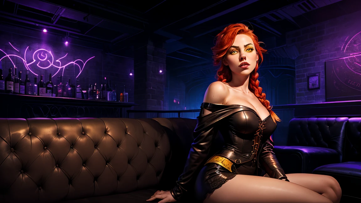 Supermodel's alluring gaze shines bright under the soft glow of moonlight and the direction of a camera's spotlight, as she lays effortlessly on the steps leading down to the ocean's edge. The darkness is illuminated by the subtle beam, accentuating her fiery locks and Louis Vuitton-covered form. The stars twinkle above, mirroring the diamonds on her necklace. A stunning night shoot captures this ravishing redhead in all her glory. (night time background:1.3), rayneclassic