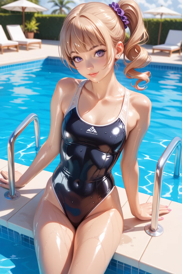 (Magazine Cover:1.5)、(Crotch)、sexypose、Adidas、pretty 1girl, top-quality、The ultra -The high-definition、hight resolution、extremely details CG、8K Unit Wallpapers、17 age、Beautiful detailed eyes,( Colossal tits),Platinum Blonde Hair,bob cuts、biomechanical oppai,(((Golden high neck competition swimsuit with lines)))、Sleeveless、darkskin、(Focus on the crotch:1.2)、(body wet with oil:1.3)、(Body shiny with oil:1.3)、 blush, Sweat,be shy、(Ahegao:1.5)、(Stick out your tongue and drool)、red blush、full of shyness、