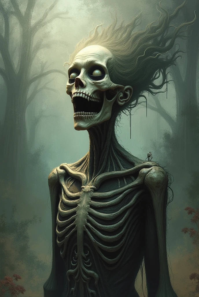 A curly, skeletal man