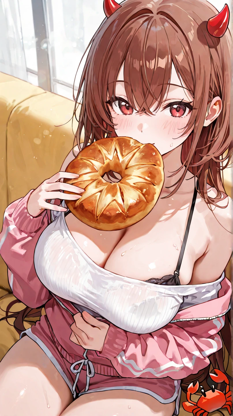 Anime-style expression,pink glowing eyes,There are no highlights in her eyes in the photo.The girl in the photo is hypnotized,half-opened mouth,looks like you&#39;suffocate again,In the photo, she seems stunned.,Busty woman posing for a photo,perfect expression,that are about to burst,Breasts grow larger,Colossal tits,A lewd tattoo is carved into the cleavage,Breasts keep getting bigger,Big Pie,