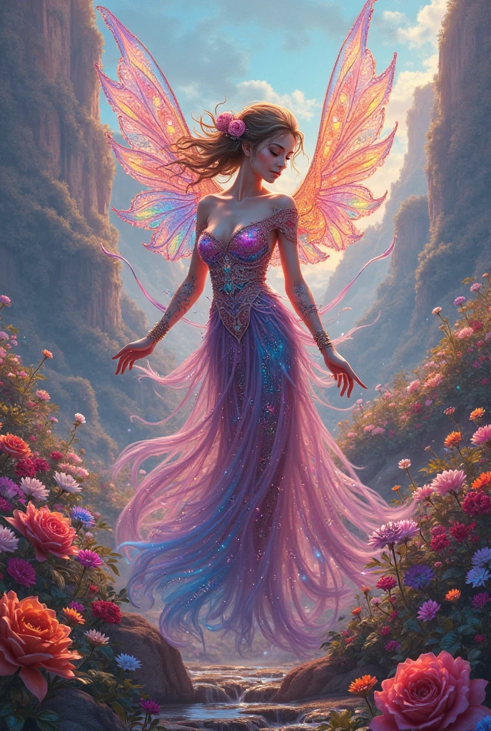 (best quality,4k,8k,highres,masterpiece:1.2),ultra-detailed,(realistic,photorealistic,photo-realistic:1.37),goddess, she is floating, she hovers over ground, sheer delicate silks, light source, gentle divine radiance, field of flowers, ethereal, graceful, flowing dress, glowing, divine energy, vibrant colors, surreal, magical, peaceful ambiance, soft petals, enchanting, dreamlike, ethereal beauty, tranquil, shimmering, surreal lighting, fantasy, beauty, magic, surrealistic, graceful movements, captivating, otherworldly, radiant, tranquility, mesmerizing, ethereal atmosphere, delicate features, enchantment, harmonious, serenity, ethereal surroundings, surreal landscape, ethereal glow, delicate flowers, mystical, heavenly, graceful posture, uplifting, otherworldly realm, tranquility, surreal atmosphere, soft and vibrant hues, glowing aura, blissful