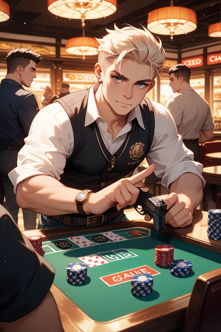 group of male friends playing poker