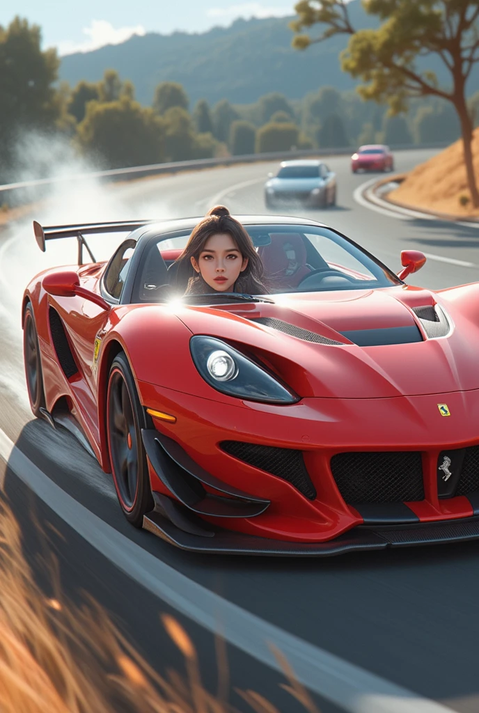 1girl, beautiful young woman, black ferrari, luxury sports car, expensive, elegant, stylish, expensive jewelry, diamond necklace, flowing hair, model, confident pose, dynamic composition, dramatic lighting, cinematic, photorealistic, hyperrealistic, 8k, detailed, intricate, masterpiece, stunning, flawless, mesmerizing, vibrant colors, high contrast, chiaroscuro, dramatic shadows, cinematic atmosphere