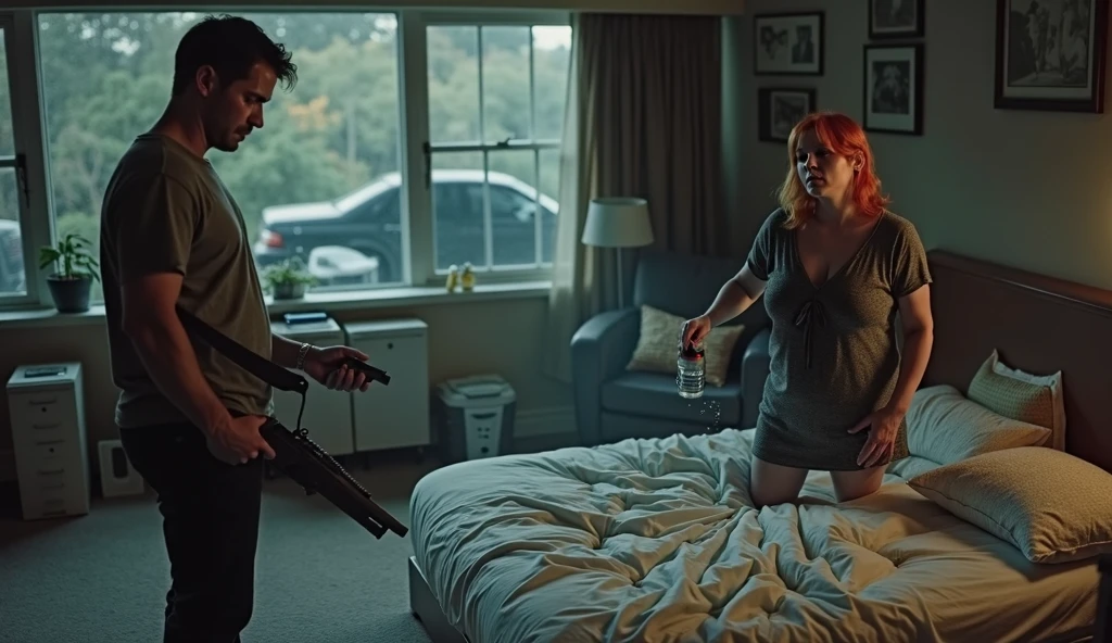In a dim, cluttered room overflowing with fast food wrappers and greasy takeout containers, Ashley Graham stands triumphantly over Leon S. Kennedy. Ashley, with her slender yet athletic figure, exudes a newfound dominance. Her signature blonde hair, once short and styled neatly, now flows longer and more wildly down her shoulders, adding to her powerful presence. Her once soft and innocent features have hardened into a cruel expression of superiority, her blue eyes gleaming with sadistic pleasure.
Leon, the once-heroic Raccoon City survivor, now slumps pitifully in a chair beneath her. His iconic swept-back dirty blonde hair is disheveled, and his sharp, chiseled features have softened, distorted by the layers of fat that now envelop his once muscular frame. His once-proud, broad shoulders and sculpted chest are buried beneath rolls of flesh, his enormous belly spilling over his lap—a humiliating symbol of his physical and mental downfall.
Ashley’s face is alight with cruel joy as she laughs, her voice dripping with mockery. Her long blonde hair contrasts sharply with the darkness of the room, and she revels in the power she now holds over Leon, her fingers digging into the rolls of fat that cover his once-sculpted torso. With every squeeze, she delights in his shame, her laughter growing louder and more piercing.
Leon, clean-shaven and reduced to tears, sobs uncontrollably, his once-handsome features now marred by sadness and humiliation. His cheeks are wet with tears that fall into the stains of greasy food splattered across his ill-fitting clothes. His tearful, pleading eyes—those famous blue eyes once filled with determination—now dart to a framed photo on the wall, a cruel reminder of what he once was. In the photo, he stands tall, muscular, and confident, his RPD uniform crisp and clean beside Ashley, who, at that time, was nowhere near the dominant force she has become.
The contrast is brutal—where Leon once commanded attention, he is now a pitiful, broke