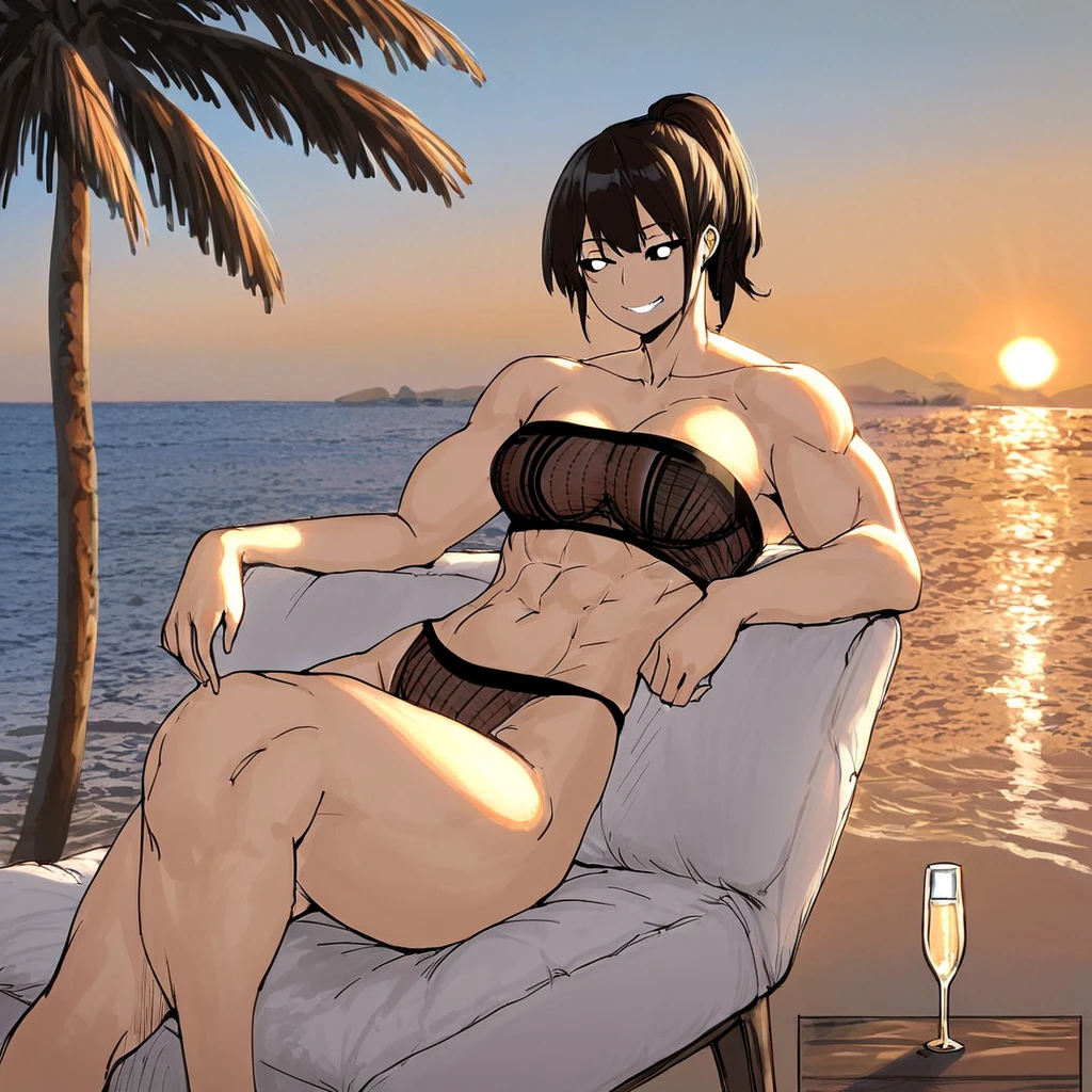 Highest quality、Ultra-high resolution、Surreal、(Realistic:2.0)、(((Image of one girl:1.6)))、((She wore a tiny orange micro bikini、White-skinned young woman、An image of her posing in a sexy pose with her legs slightly apart.:2.0))、(Platinum Blonde Woman:1.5)、((Very shiny skin:1.5))、((Woman looking at the viewer、A bright and kind smile:1.6))、(a woman with big eyes)、Beautiful woman、(Very large breasts:1.5)、(((Very muscular athlete-like body type:1.3)))、(Big Ass:1.2)、((Photographed in a luxury hotel jacuzzi:1.5))、((A woman who makes her chest and lower abdomen look beautiful))、((Her big breasts are spilling out of her tiny bikini..))、(Bikini is small、It is high cut.、There is very little area to cover.))、