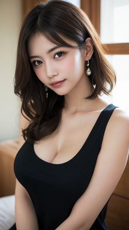 ((Realistic lighting, Highest quality, 8k, masterpiece:1.3)), Skinny Japanese woman, 30 years old, One girl, Perfect figure:1.4, Slim Abs:1.1, Small breasts, Very small waist, ((Dark brown long hair)), (White Crop Top:1.4）,（Exterior，Daytime：1.1），Sit on an outdoor bench，Detailed face，Fine grain，double eyelid