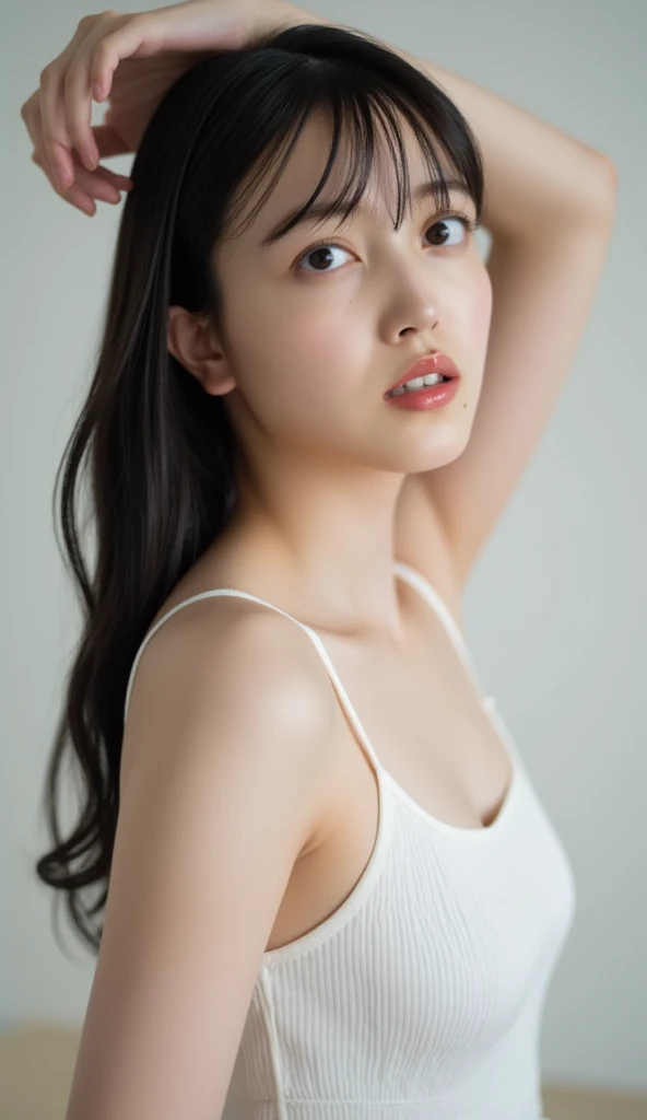 (((Top-down configuration:1.33)))、((No underwear:1.55))、One Girl、Beautiful and detailed eyes and face、barefoot、20 year old cute Japan woman, ((Extremely precise and accurate anatomy:1.0)), (photo Realistic:1.4), (hyper Realistic:1.4), (最高品質のRealisticな肌の質感:1.4), (Improvement of quality:1.4), (Enhances the beauty of skin texture:1.1), Clean and glowing skin, (Realistic:1.3), Realisticなライティング, (Smoother lighting:1.05), (Improving the quality of cinema lighting:0.9), Backlight, A gentle light on your face, Ray Tracing, (Bright light:1.2), 32K, One Japanese woman, fine grain, Detailed face, (Film Grain:1.1),(Accentuates body lines:1.1), High resolution, Natural look, Kind eyes, Improves hair quality, Delicate light and shadow, Transparent muscles, Graceful pose, Beautiful Eyes, Sharp details, Soft light reflection, Beautiful contours, Delicate skin tone, Fine hair texture, Natural background,