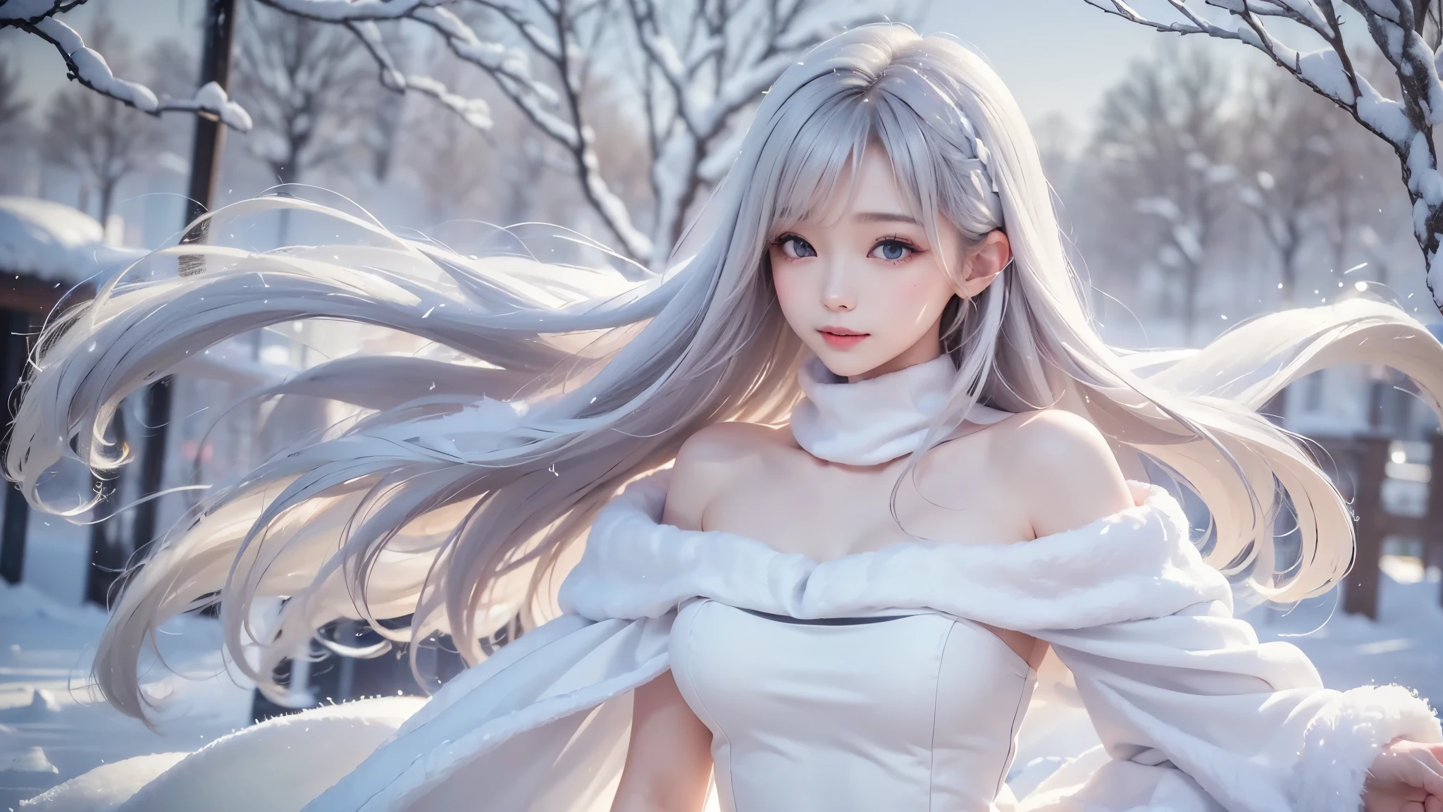 , Asian female, samurai kimono, sharp piercing eyes, only white and black clothes, short-white hair woman, detailed eyes, focused highlight, background a winter mountain, white the main color, 1 beautiful girl, Detailed eye, Swollen eyes, top-quality, A high resolution, an Asian beauty, very extremely beautiful, Beautiful skins, A slender, Forward-facing body, (A hyper-realistic), (high resolution), (4K), (highly detailed),( Best Illustration), (beautifully detailed eyes), (ultra-detailed), 详细的脸, Bright lighting, Professional Lighting, distance view, (Snow, winter:1.2), (lantern), (cry), (samurai armor), (fox ears and fox tail), samurai with fox ears and fox tails, dark white and bold red color, natural lighting, robot fox companions,