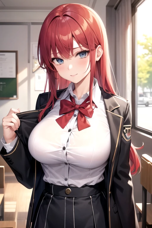 a beautifull lady as a teacher, ponytail hair, wear blazzers with sexy bra and miniskirt, high heels, at classroom, sit on table, doing presentation in front of many students, show thighs, show cleaveage, ((many students at background)),  masterpiece, best quality:1.2),(8k,highres,RAW photo,realistic,photo-realistic:1.3),(detailed skin texture,detailed cloth texture,beautiful detailed face:1.25),professional lighting,photon mapping,beautiful soft light,radiosity,physically-based rendering,model shoot style, model shoot style, (extremely detailed CG unity 8k wallpaper), full shot body photo of the most beautiful artwork in the world, complex 3d render ultra detailed, looking at viewer, 18 yo, real human skin, vibrant details, hyperrealistic, beautiful, octane render, an extremely delicate and beautiful, extremely detailed ,CG ,unity ,wallpaper,Amazing, finely detail,official art,extreme detailed eyes, (perfect face), shiny skin, colorful, highest detailed, vibrant colors, ultra high res, (high contrast), intricate, lens flare