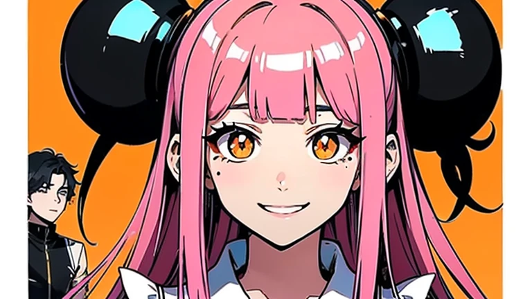 (masterpiece, best quality:1.2), solo, 1girl, megurine luka, smile, looking at viewer, headphones, lukadef, pelvic curtain, black thighhighs