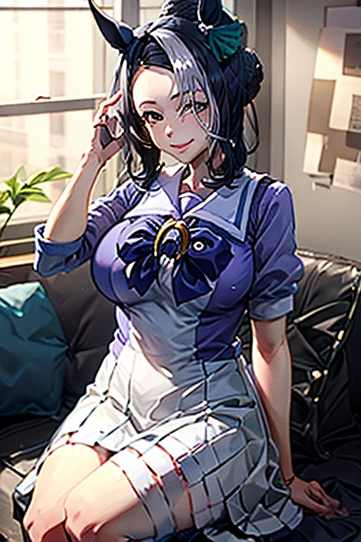 masterpiece, best quality, Full-HD, nsfw,
exact 5 fingers,
(1 girl, 18 yo:1.2), natural makeup, glossy lips, baby face, round face, (kawaii),
{(almond eyes, cyan eyes)}, beautiful detailed eyes, (japanese girl:1.2),
(fluffy huge boobs, sagging boobs, big areola), plump, voluptuous, (wide hips, thick thighs),
lustrous skin, shiny skin, sweaty skin,
{(short twin tail hair, midnight blue hair:1.2), straight hair, tie with baby blue hair ties}, parted bangs,
{school uniform, white long sleeve collared shirt, (unbutton)}, (cleavage:1.2),
{(black outer camisole), short length)},
(red stripe pattern narrow neck ribbon), silver hairpin, barefoot, bare legs,
(shy smile, embarrassed smile, seductive smile), spoiled look, parted lips, good eyes, looking at viewer,
lying on bed, lying on stomach and looking up, stretching legs on bed,
put right hand on the bedsheet, picking up condom with her left hand,
in the love hotel, bed room, inside, at night, depth of fields,
{red packaged condom, opened},
focus to face