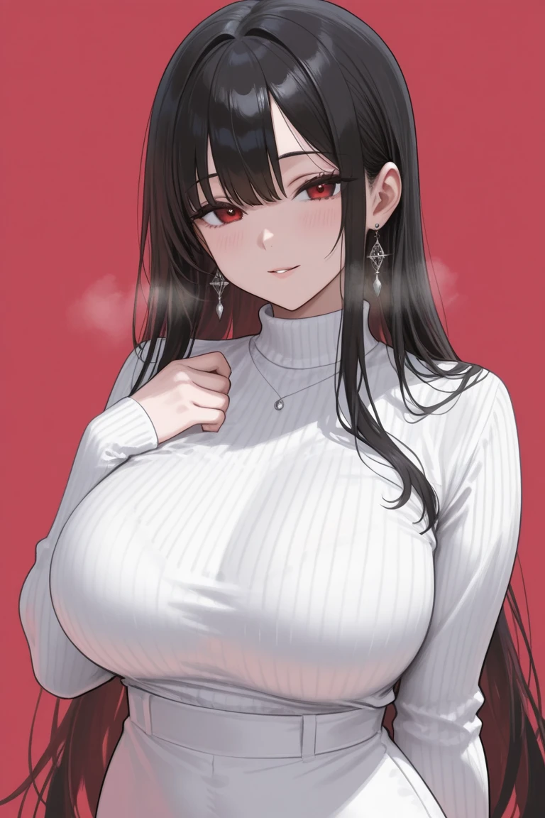 An anime-style artwork depicting ruan mei from the game Honkai star rail.

Tags: ruan mei, anime, detailed eyes, detailed lips, crop top, turtleneck, pencil skirt, smiling expression, intense gaze, glowing emblem on hand, dynamic pose, mystical background, vibrant colors, digital art, high-resolution, professional quality, gigantic breasts, (underboob : 1.4), curvy, cowboy shot, (gigantic breasts: 1.4), (red eyes: 1.4), (black hair: 1.4)