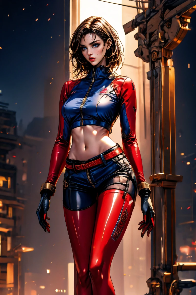 arafed woman in a red and blue outfit holding a sword, cosplay on black harley queen, v from devil may cry as an elf, female rouge assassin, 2 b, 2b, seductive tifa lockhart portrait, beautiful female assassin, harley quinn, tifa lockhart with white hair, jessica nigri, cammy, wearing leather assassin armor