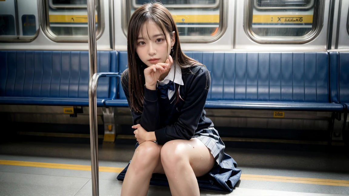 Bob Elementary school student, slim figure With her legs open train