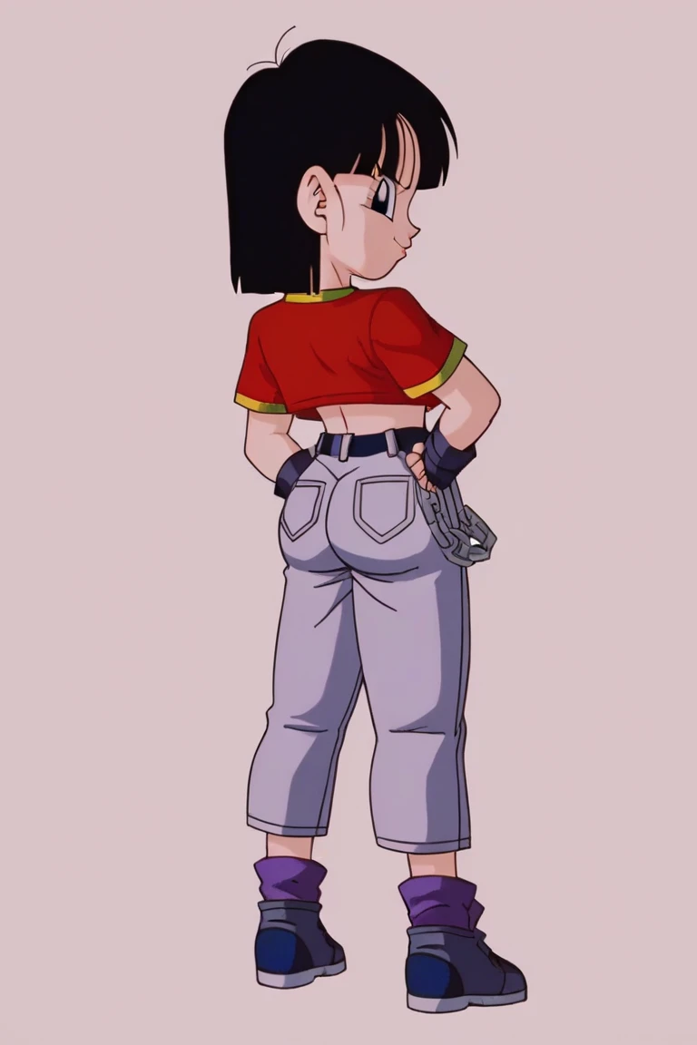 fountain_cheered up, score_9, score_8_above, score_7_above, cheered up screencap,8k, absurd resolution,
Pan \(Dragon Ball\), 1 girl, Alone, looking at the viewer, short hair, hits, black fur, session, whole body, black eyes, denim, retro artStyle, female , v shaped eyebrows, from below, rock, diaphragm, clavicle, 1990s \(Style\), sexy body, medium ass, medium tits, sexy ass, medium breasts, underwear
