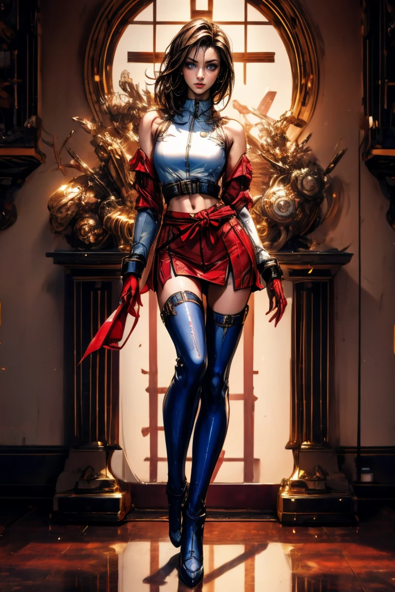 ( Masterpiece:1.25, exposed:1.2, White and vivid colors, Acutance, navel), (sexy junior idol), ((face variations)), portrayed in the best quality and high resolution. The image should be ultra-detailed, realistic, and photorealistic with a touch of rawness. back lighting, colorful Light shines through delicate stained glass. concept art. The color tone should be vibrant and vivid, enhancing the overall visual impact. Whole Body proportions and all limbs are anatomically accurate, (nipple:-0.9) .