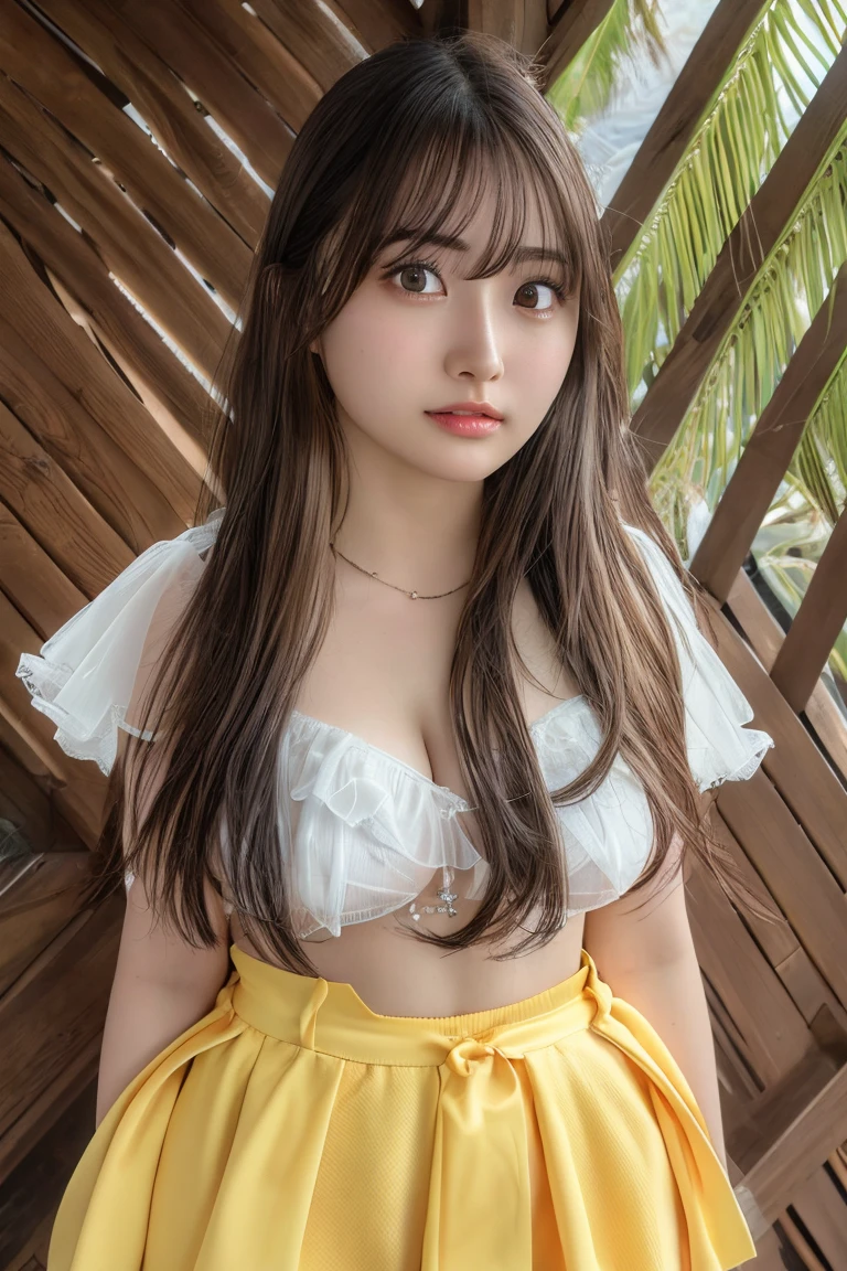 Two very cute Japanese girls、They are standing side by side、Turn your body forward、Full body shot、Idol face、12 years old、Baby Face、Beautiful nipples、Very small bra、Very small panties、Yellow sexy lingerie、See-through、In the bus、Embarrassed laugh、Big Breasts、masterpiece、Highest quality、Brown Hair、Random hairstyle、necklace、Earrings